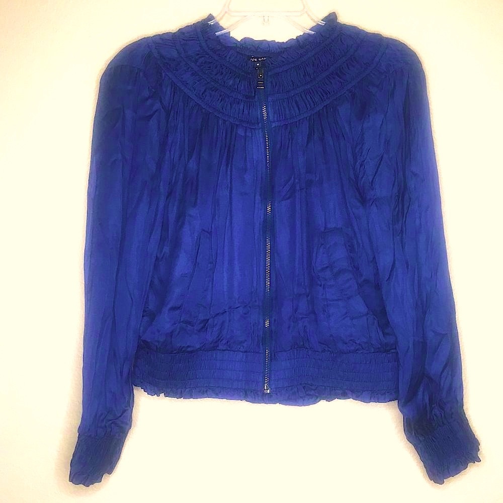 - Anthropologie Love Sam Satin Bomber Jacket